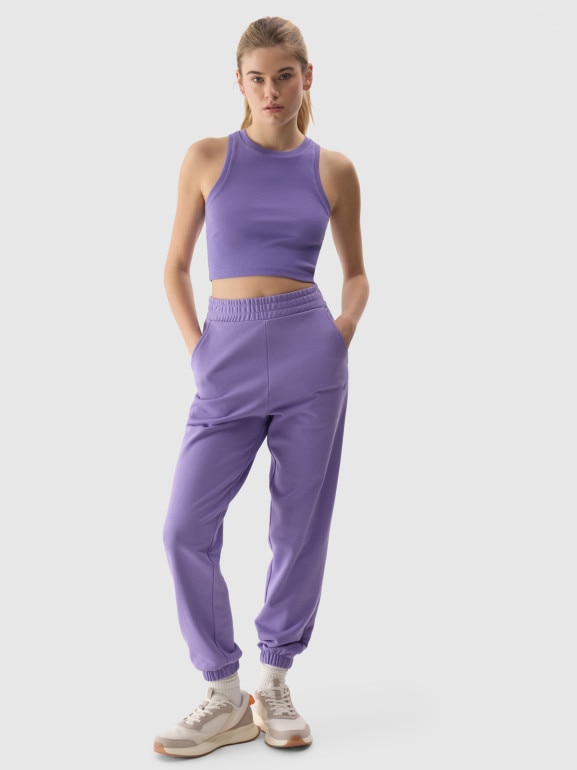 Damski crop top 4F 4FWSS24TSLEF066 - niebieski