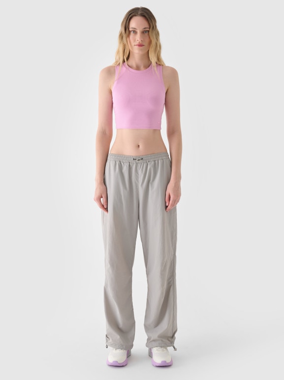 Damski crop top 4F 4FWSS24TSLEF066 - różowy