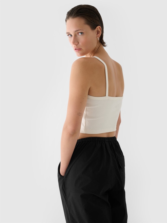 Damski crop top basic 4F 4FRSS24TSLEF214 - biały