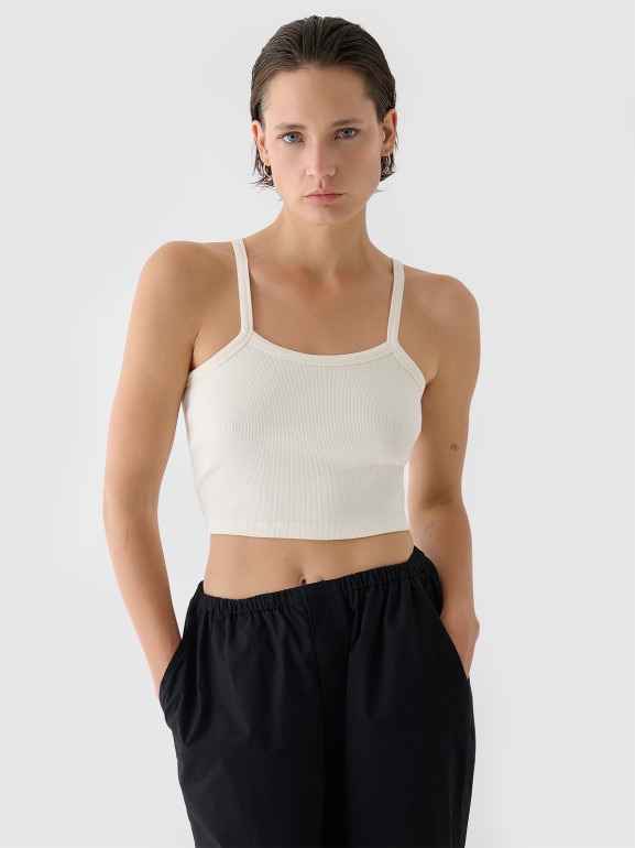 Damski crop top basic 4F 4FRSS24TSLEF214 - biały
