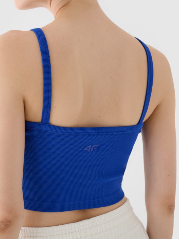Damski crop top basic 4F 4FRSS24TSLEF214 - niebieski
