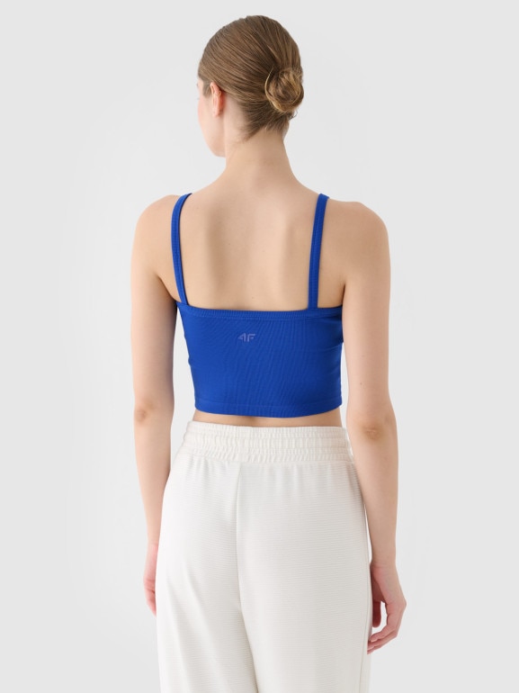 Damski crop top basic 4F 4FRSS24TSLEF214 - niebieski