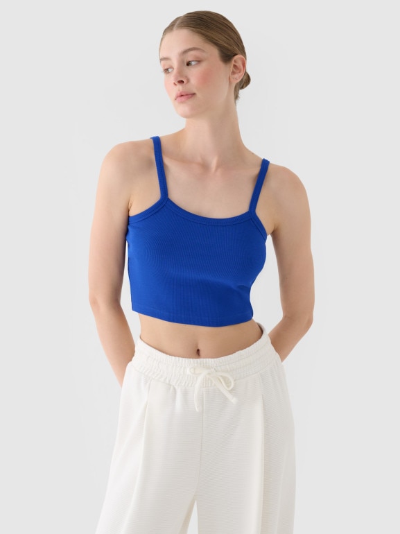 Damski crop top basic 4F 4FRSS24TSLEF214 - niebieski