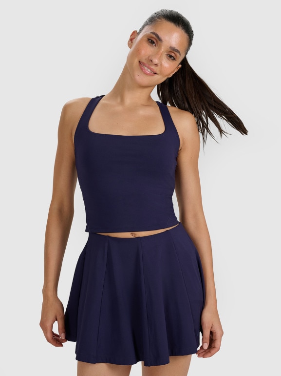 Damski crop top tenisowy 4F 4FRAW25TFSLF091 - granatowy