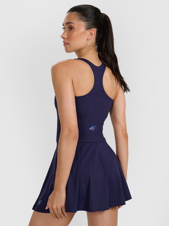Damski crop top tenisowy 4F 4FRAW25TFSLF091 - granatowy