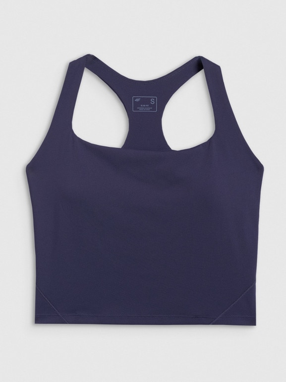 Damski crop top tenisowy 4F 4FRAW25TFSLF091 - granatowy