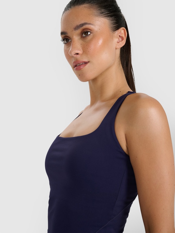 Damski crop top tenisowy 4F 4FRAW25TFSLF091 - granatowy