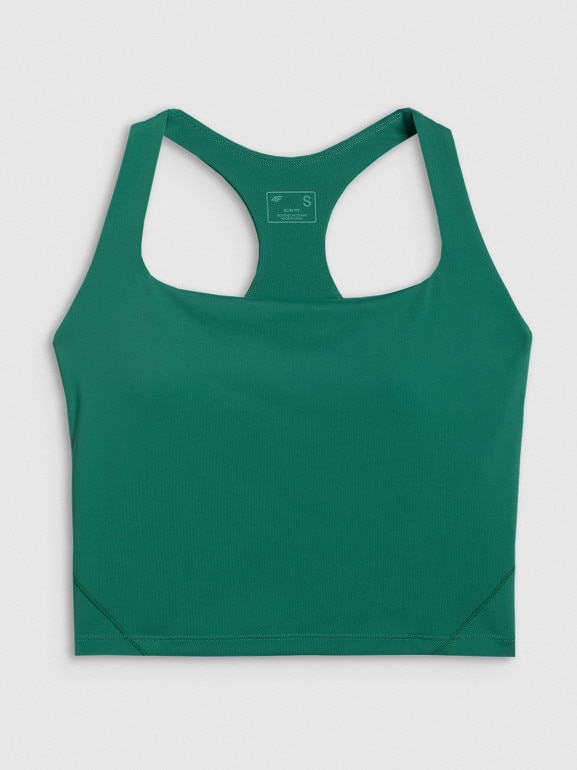 Damski crop top tenisowy 4F 4FRAW25TFSLF091 - zielony