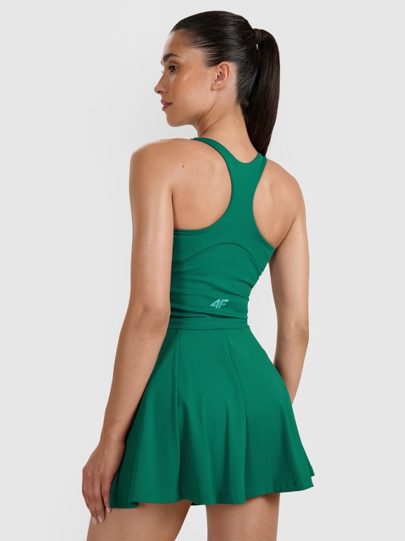 Damski crop top tenisowy 4F 4FRAW25TFSLF091 - zielony