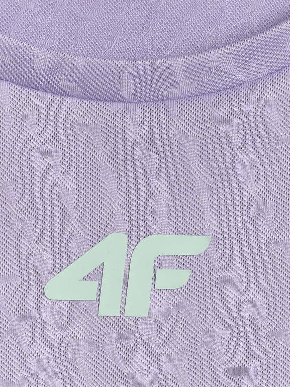 Damski crop top treningowy 4F 4FWSS26TFTSF1806 - fioletowy