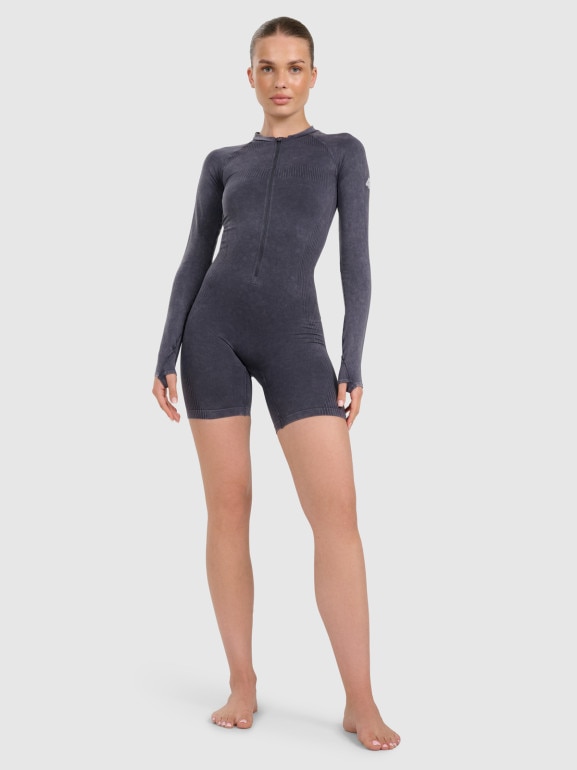 Damski kombinezon do jogi i pilatesu 4F 4FRAW25TJUMF063 - granatowy