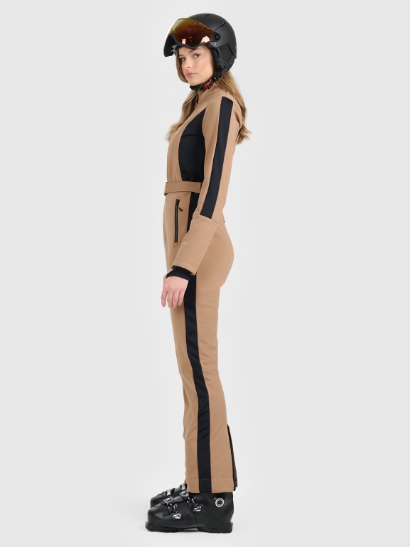 Damski kombinezon narciarski 4F 4FRAW25TJUMF075 - brązowy