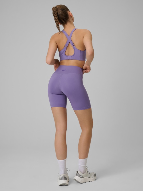 Damski legginsy kolarki treningowe 4F 4FWSS26TFSTF085 - fioletowe
