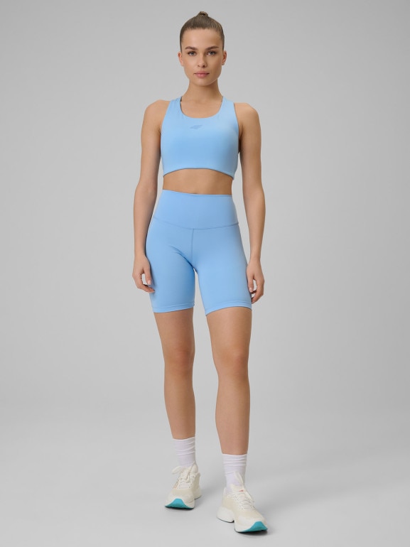 Damski legginsy kolarki treningowe 4F 4FWSS26TFSTF085 - niebieskie