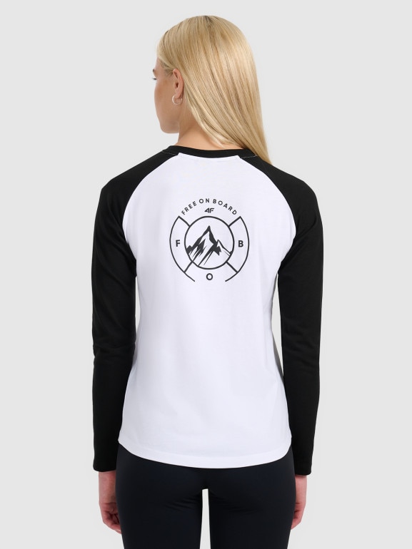 Damski longsleeve 4F 4FWAW25TLONF579 - biały