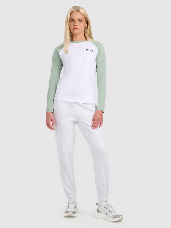 Damski longsleeve 4F 4FWAW25TLONF579 - biały