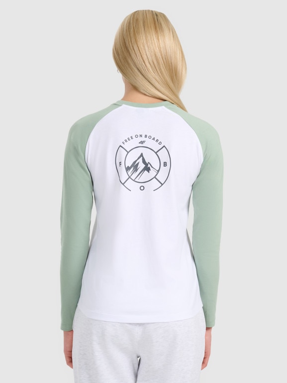 Damski longsleeve 4F 4FWAW25TLONF579 - biały