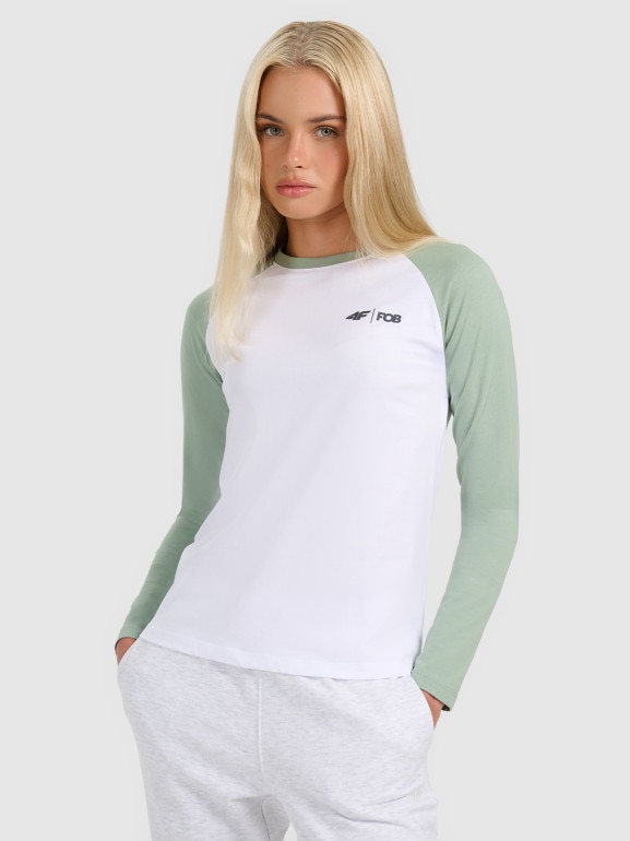 Damski longsleeve 4F 4FWAW25TLONF579 - biały