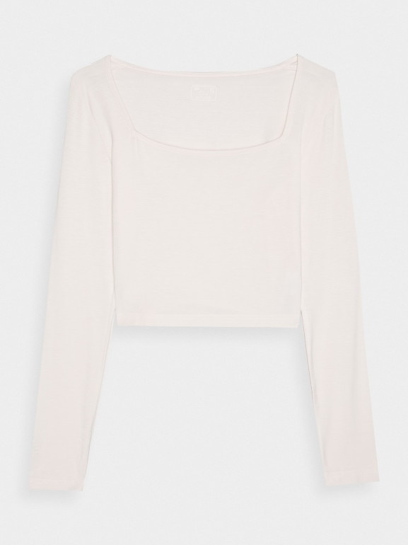 Damski longsleeve crop top 4F 4FRSS24TLONF499 - biały