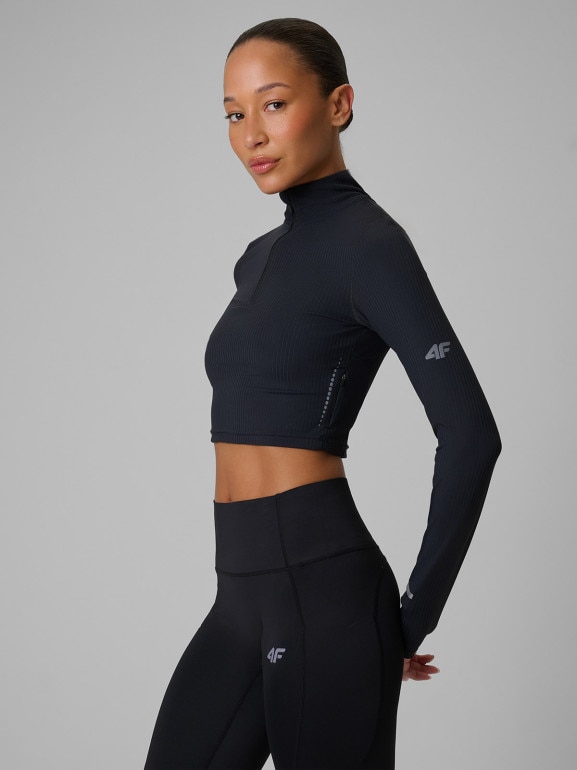 Damski longsleeve do biegania 4F 4FRSS26TFLOF601 - czarny