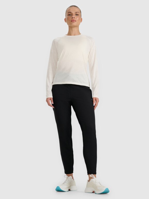 Damski longsleeve do biegania 4F 4FWAW25TFLOF415 - biały