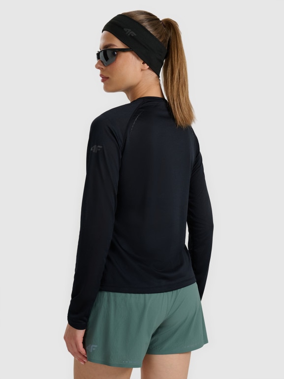 Damski longsleeve do biegania 4F 4FWAW25TFLOF415 - czarny