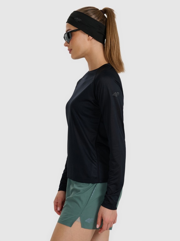 Damski longsleeve do biegania 4F 4FWAW25TFLOF415 - czarny