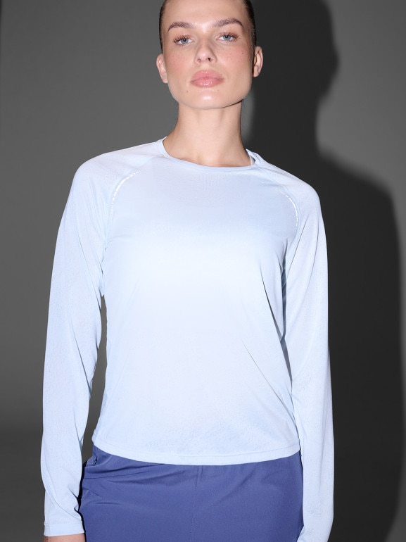 Damski longsleeve do biegania 4F 4FWAW25TFLOF415 - niebieski