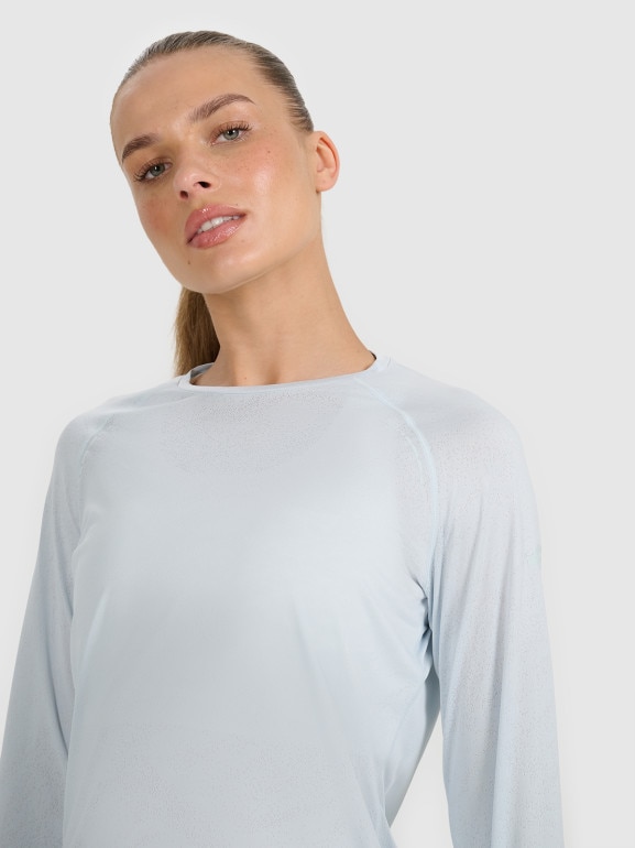 Damski longsleeve do biegania 4F 4FWAW25TFLOF415 - niebieski