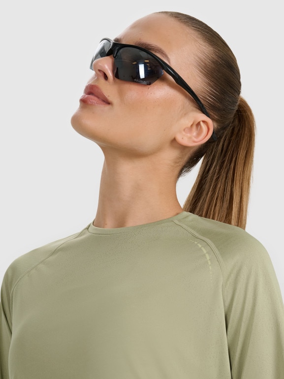 Damski longsleeve do biegania 4F 4FWAW25TFLOF415 - oliwkowy