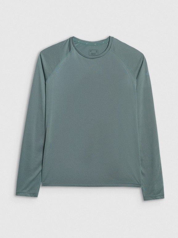 Damski longsleeve do biegania 4F 4FWAW25TFLOF415 - turkusowy