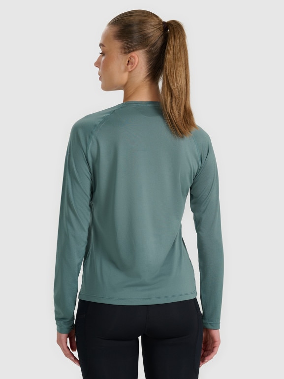 Damski longsleeve do biegania 4F 4FWAW25TFLOF415 - turkusowy