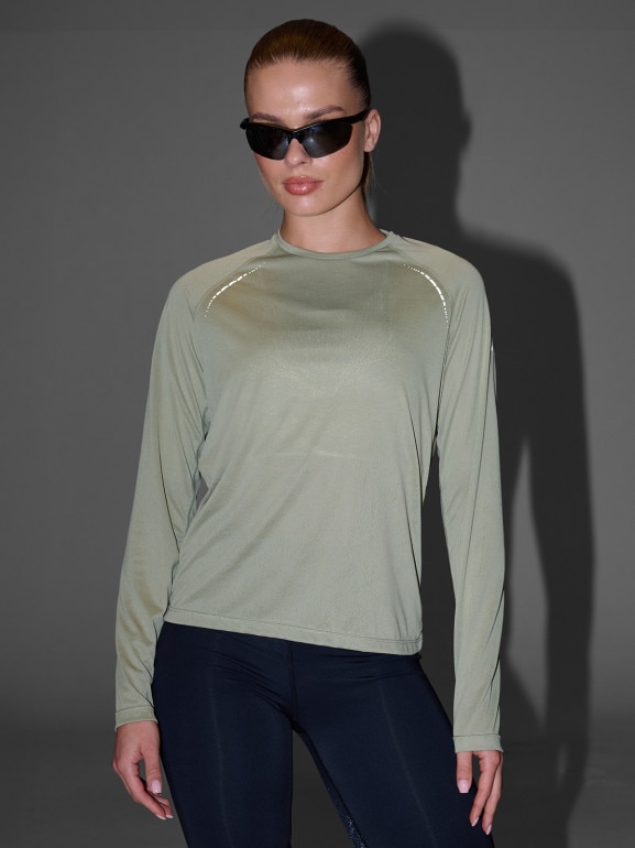 Damski longsleeve do biegania 4F 4FWAW25TFLOF415 - oliwkowy