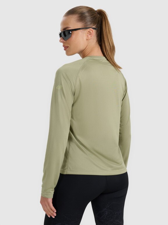 Damski longsleeve do biegania 4F 4FWAW25TFLOF415 - oliwkowy