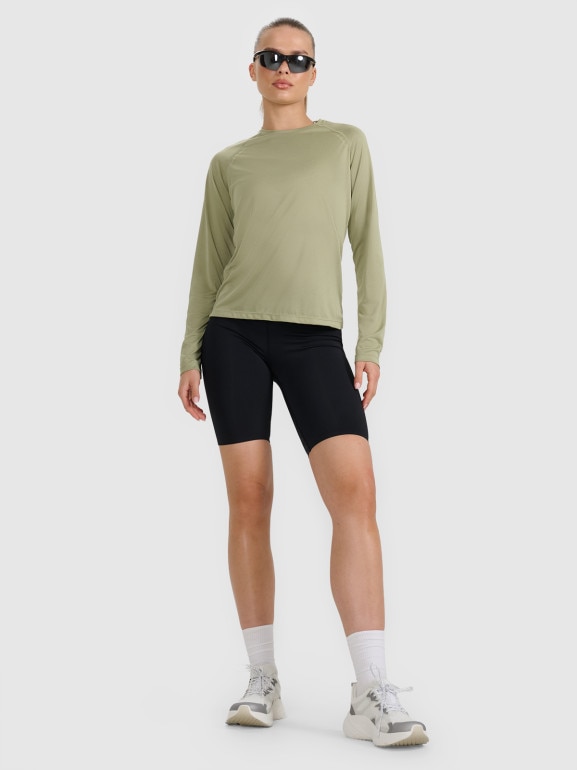 Damski longsleeve do biegania 4F 4FWAW25TFLOF415 - oliwkowy
