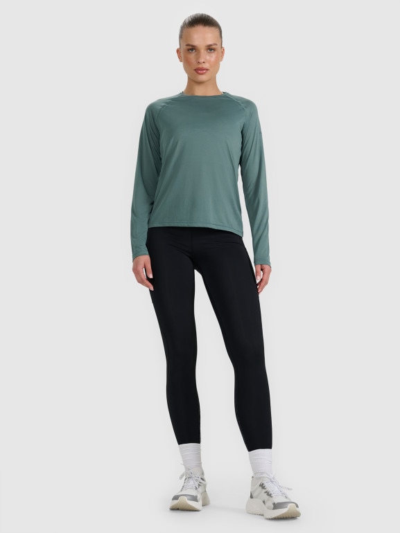 Damski longsleeve do biegania 4F 4FWAW25TFLOF415 - turkusowy