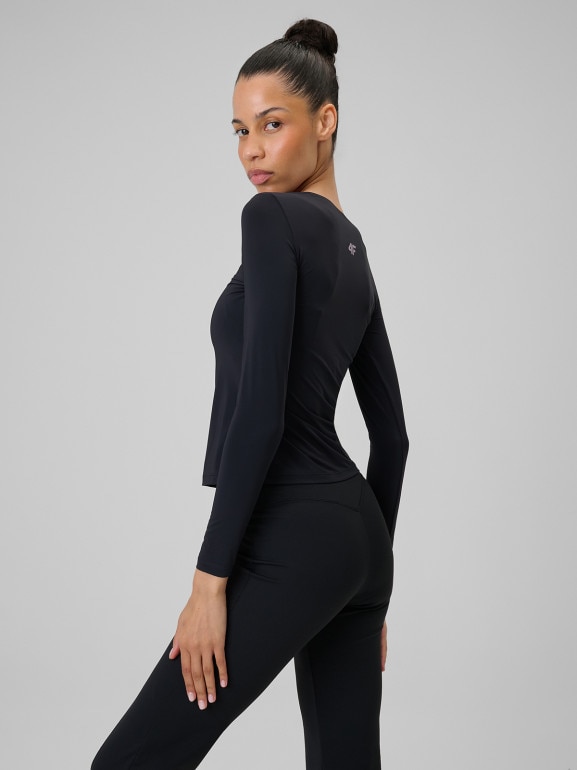Damski longsleeve do jogi 4F 4FWSS26TFLOF501 - czarny