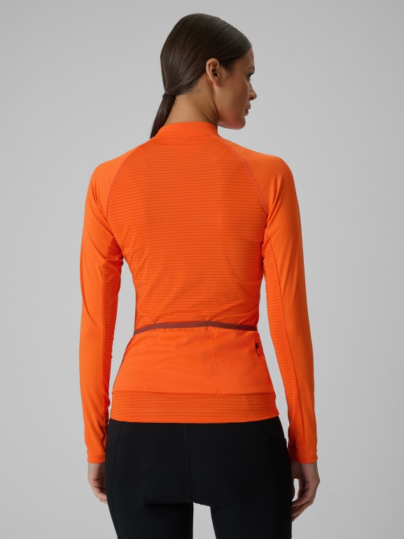 Damski longsleeve kolarski 4F 4FWSS26TFLOF490 - pomarańczowy