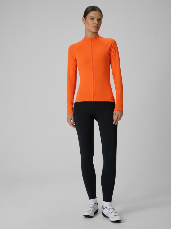 Damski longsleeve kolarski 4F 4FWSS26TFLOF490 - pomarańczowy