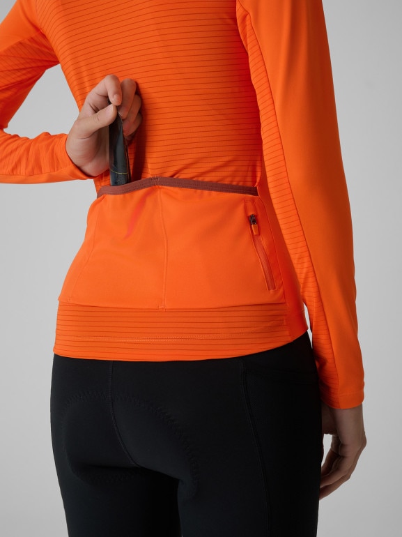 Damski longsleeve kolarski 4F 4FWSS26TFLOF490 - pomarańczowy