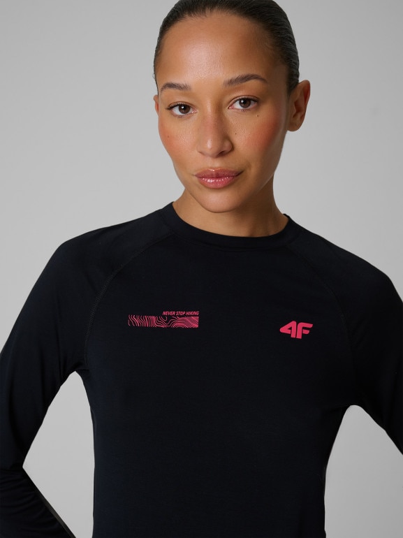 Damski longsleeve trekkingowy 4F 4FRSS26TFLOF624 - czarny