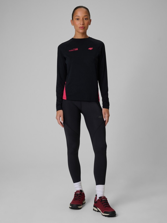 Damski longsleeve trekkingowy 4F 4FRSS26TFLOF624 - czarny