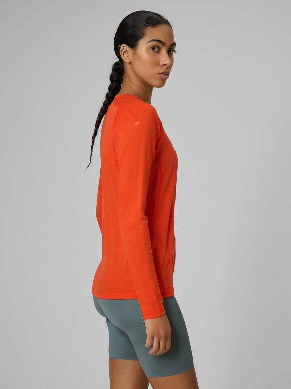 Damski longsleeve trekkingowy 4F 4FWSS26TFLOF495 - pomarańczowy