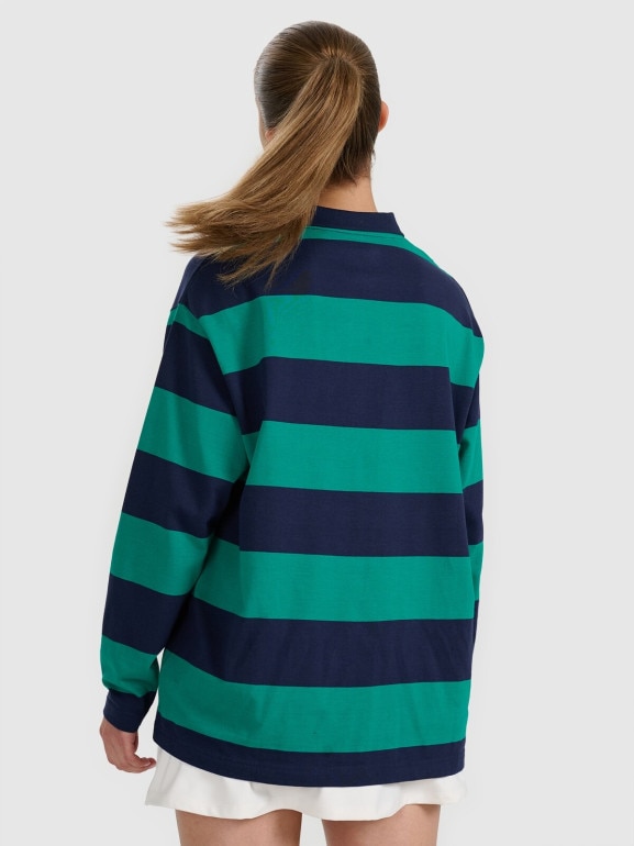 Damski longsleeve w paski 4F 4FRAW25TLONF604 - zielony