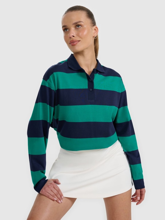 Damski longsleeve w paski 4F 4FRAW25TLONF604 - zielony