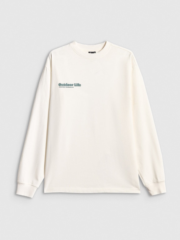Damski longsleeve z nadrukiem 4F 4FRSS26TSWSF2834 - biały