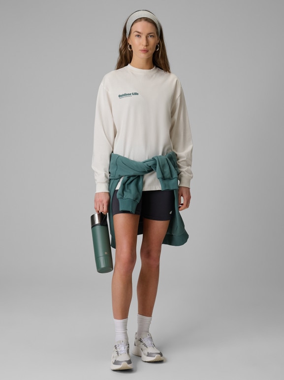 Damski longsleeve z nadrukiem 4F 4FRSS26TSWSF2834 - biały