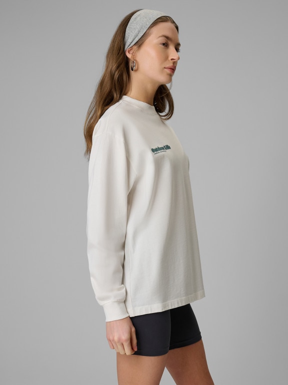 Damski longsleeve z nadrukiem 4F 4FRSS26TSWSF2834 - biały
