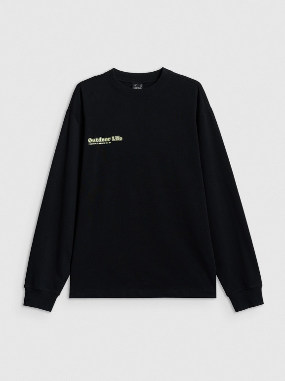 Damski longsleeve z nadrukiem 4F 4FRSS26TSWSF2834 - czarny