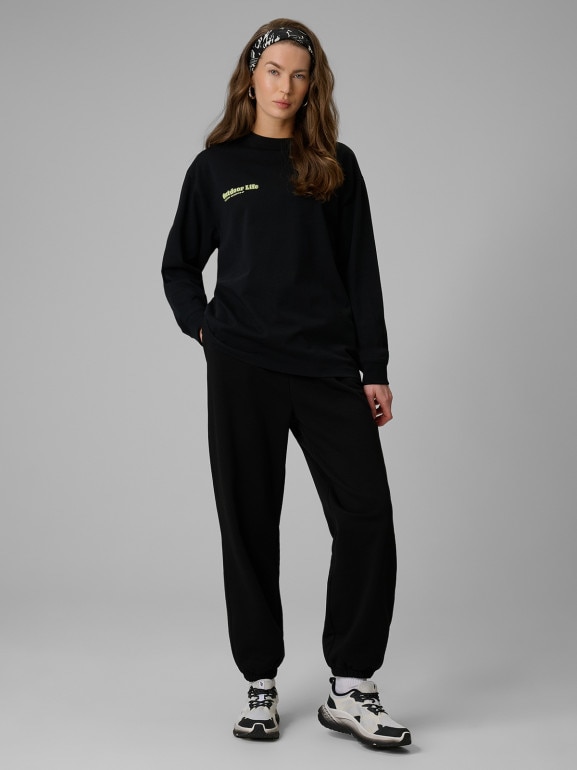 Damski longsleeve z nadrukiem 4F 4FRSS26TSWSF2834 - czarny